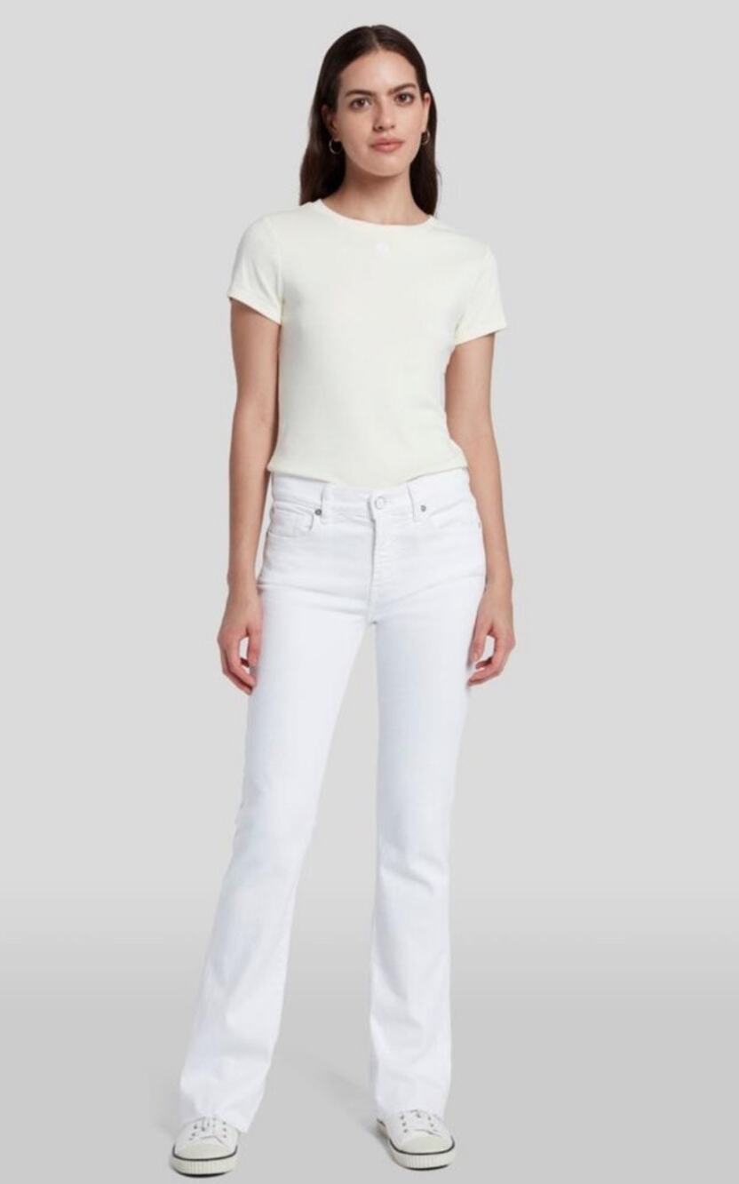 7 For All Mankind White Flare Jeans Size 29 Boho Y2K